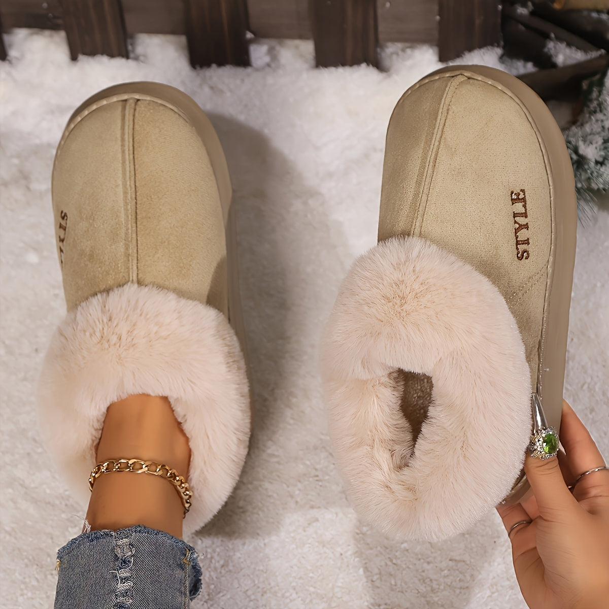 Ayollar uchun qishki issiq kengaytirilgan shippaklar, 5 rangda qulay kundalik poyabzal