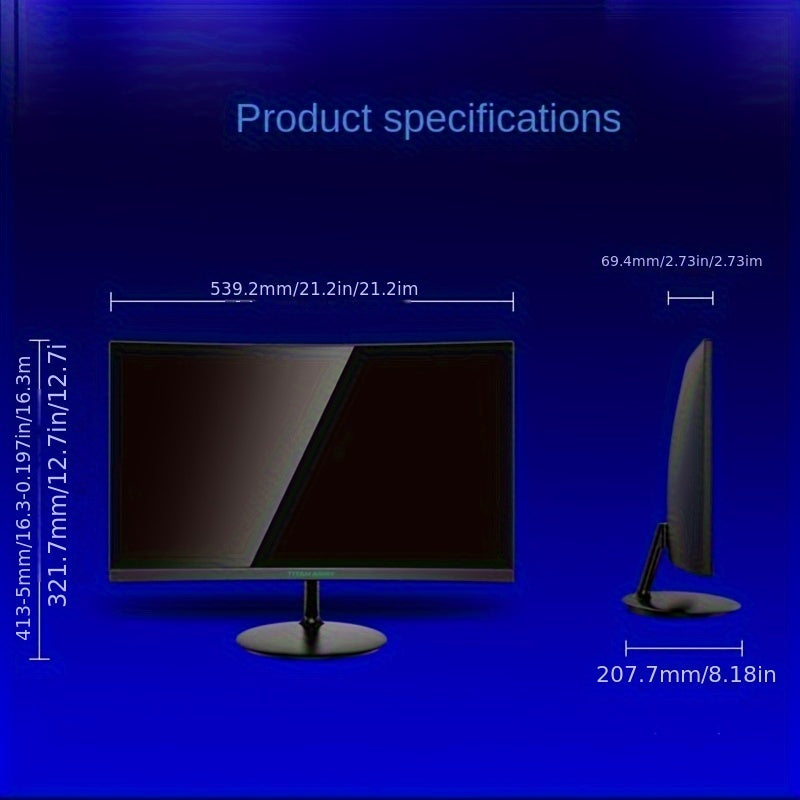 Monitor de juegos curvado de 23.6 pulgadas, 2K, 180Hz, HDR10, FreeSync, SRGB, con soporte de escritorio