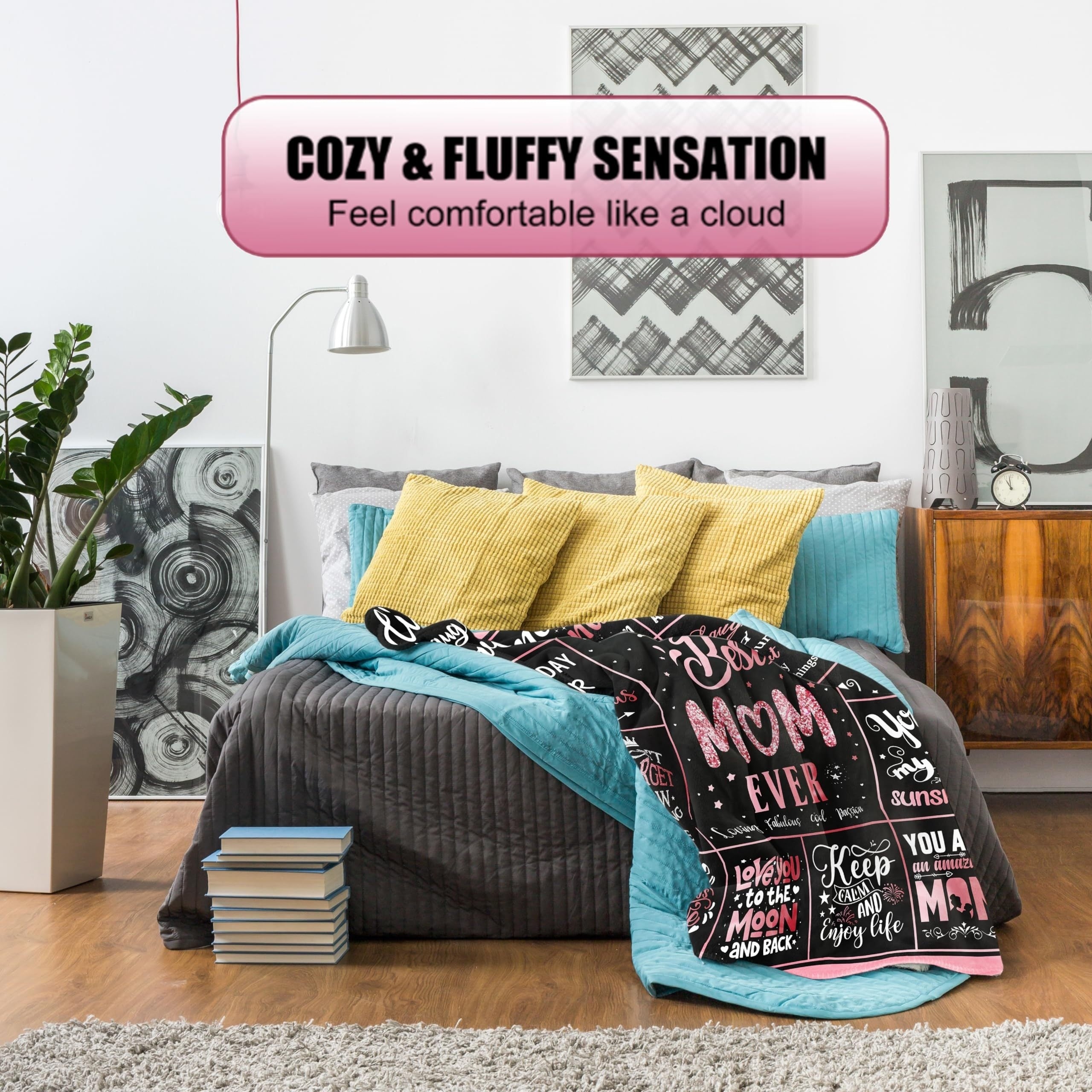 Плед из фланели с вязкой, дизайн «Лучшая мама на свете», моется в машинке, подходит для всех сезонов, подарок для дивана-кровати