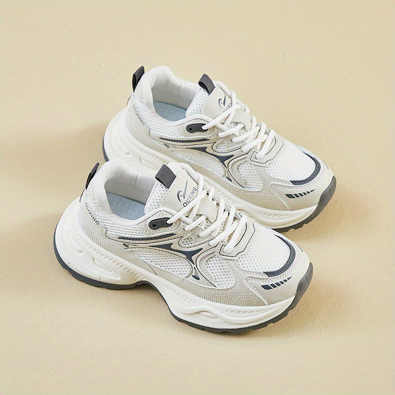 Women’s Korean Style Chunky Dad Shoes Comfortable Platform Sneakers White Gray