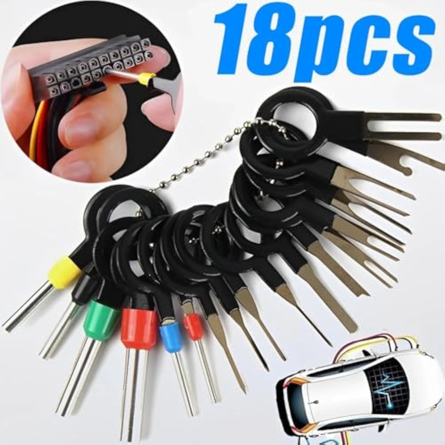 18pcs Car Wire Harness Terminal Release Tool Set Steel Connector Pin Remover