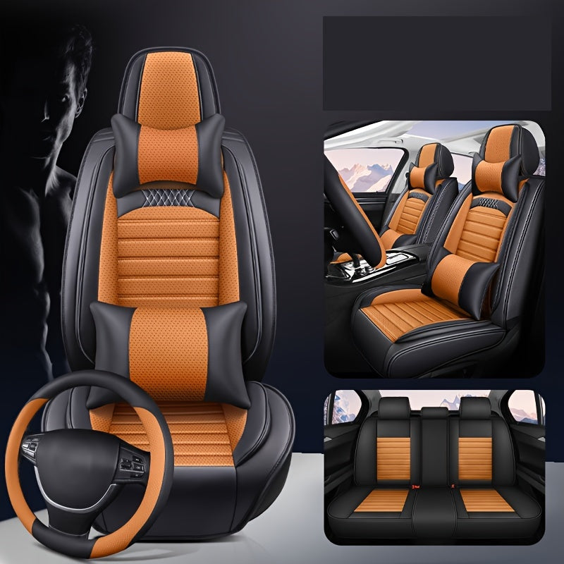 Universal PU Leather Seat Covers Full Set for 5-Seater All-Season