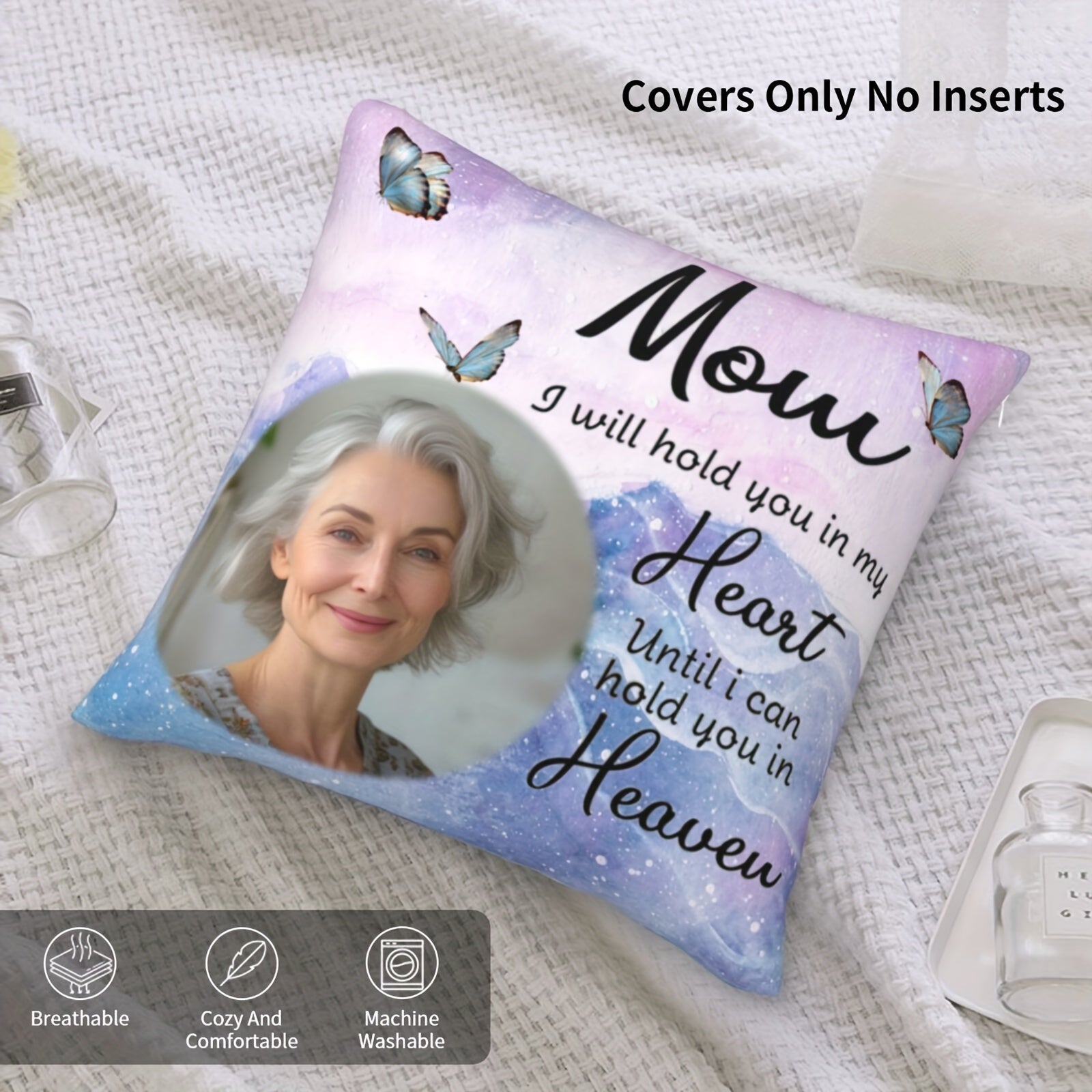 Personalized Heartfelt Photo Pillowcase for Mom with Loving Message 14+ Plush Cover