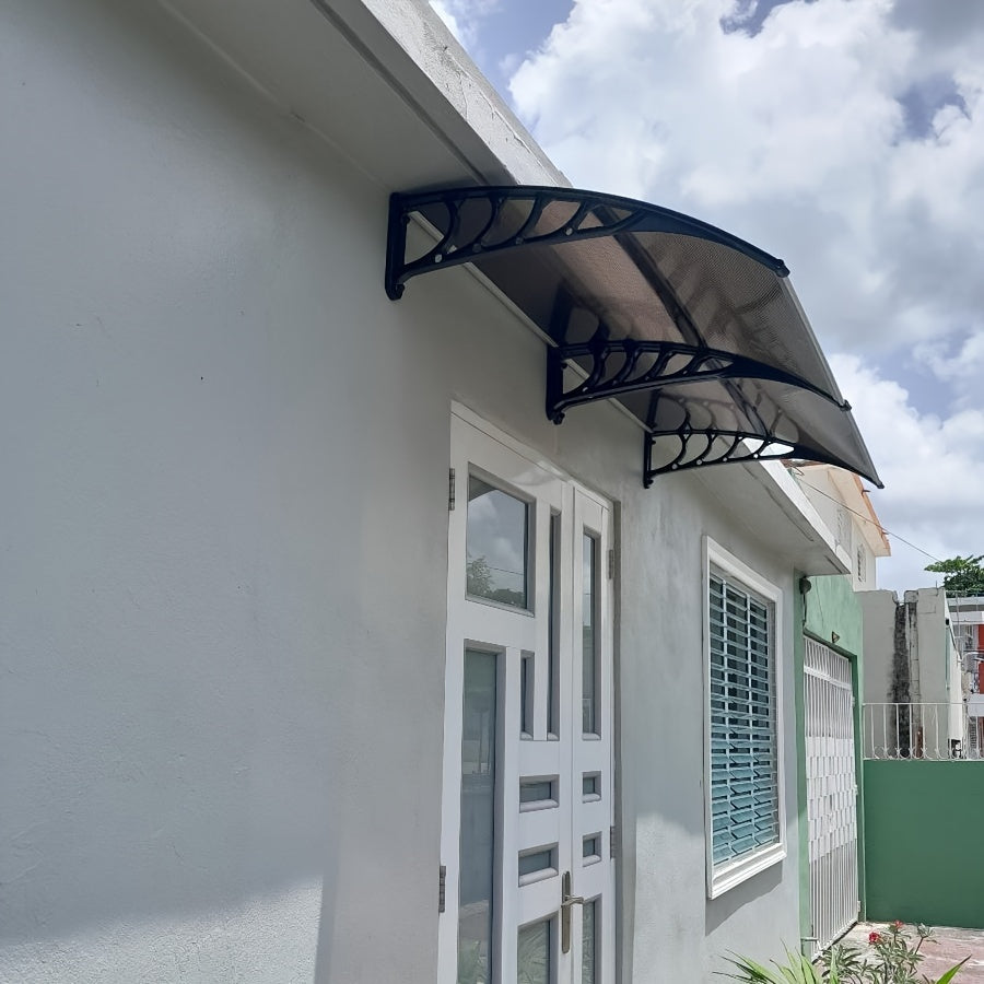 Waterproof UV-Protected Exterior Awning for Doors and Windows 203x97cm Brown Weatherproof Easy Install