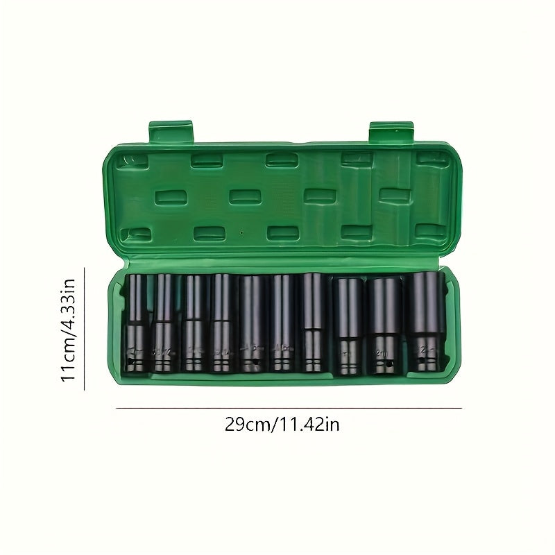 10 Piece Socket Set 1/2 Inch Assortment Kit Hexagon Long Sockets for Automotive