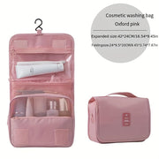 Women's Large Capacity Water-Resistant Makeup Bag With Hanging Hook Organizer