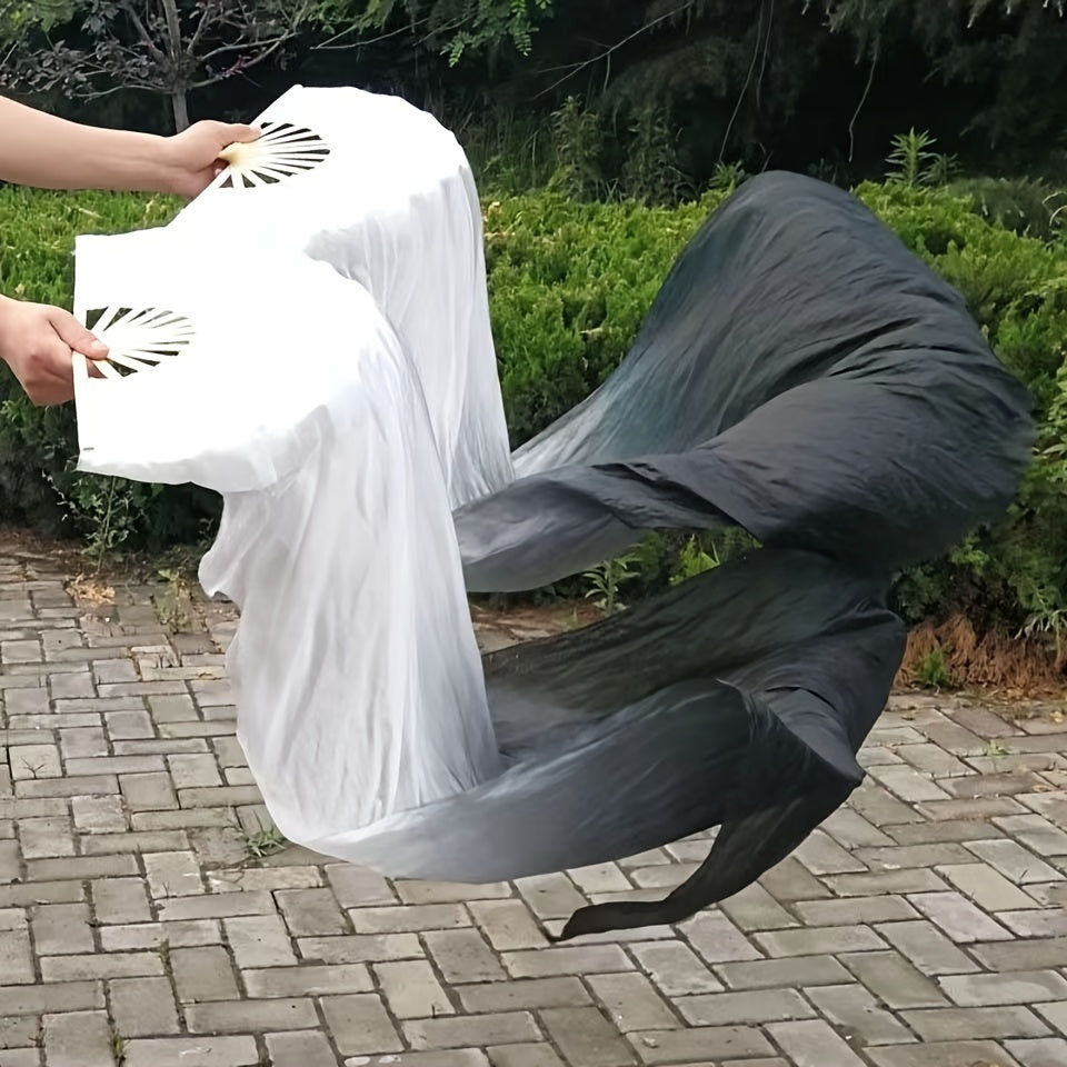 Silk Dance Fan with Black and White Gradient Lightweight for Women