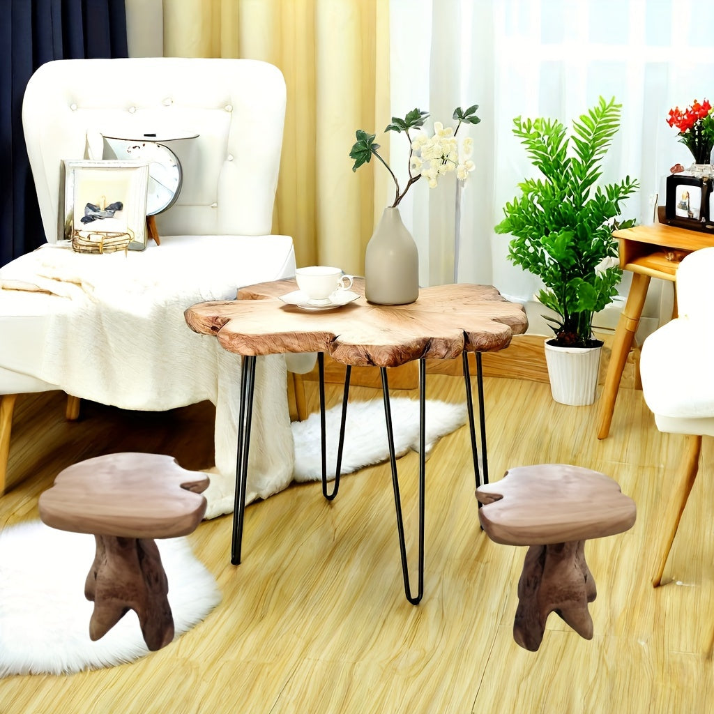 Cedar Wood Side Table Natural Edge Vintage Tripod Accent for Living Room Kitchen Patio