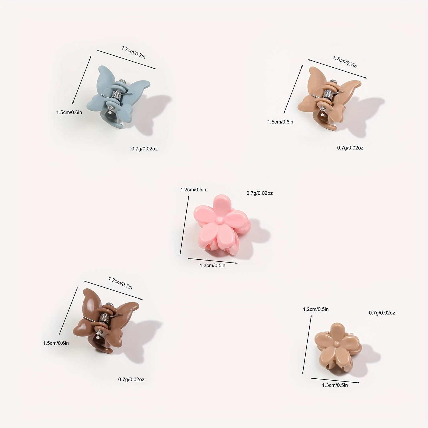 Набор из 100 пластиковых заколок для волос с цветами и бабочками для подростков и взрослых