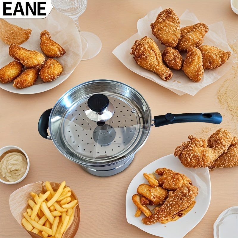 Olla para fideos y freidora profunda con filtro, cocina versátil, acero reforzado, ahorro de energía