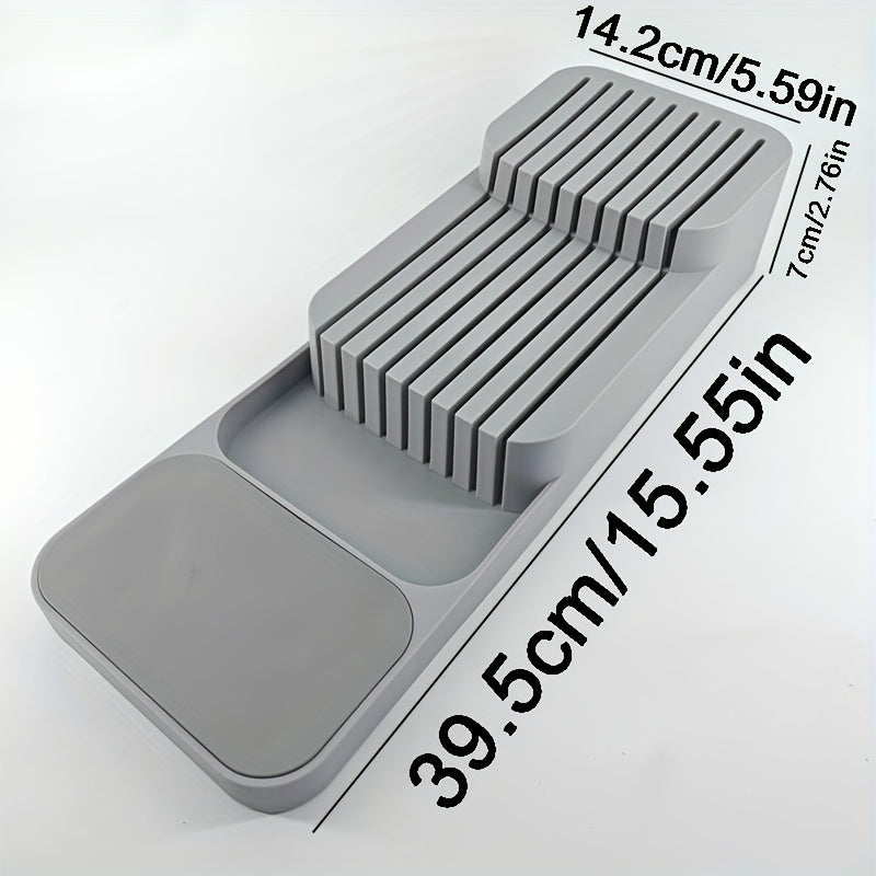 Организуйте свою кухню с помощью 1-секционного лотка для ножей — вмещает 9 ножей и помещается в любой ящик. Идеальное решение для хранения ножей!