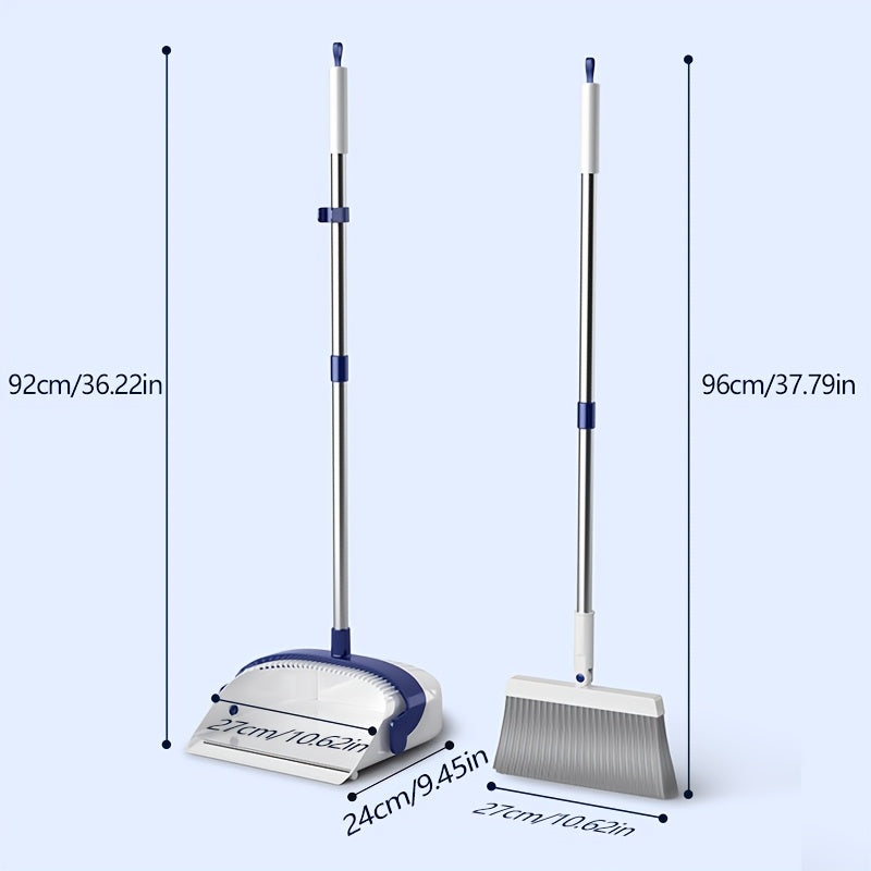 All-in-One Home Cleaning Set with Long-Handle Broom and Dustpan for Dust and Pet Hair