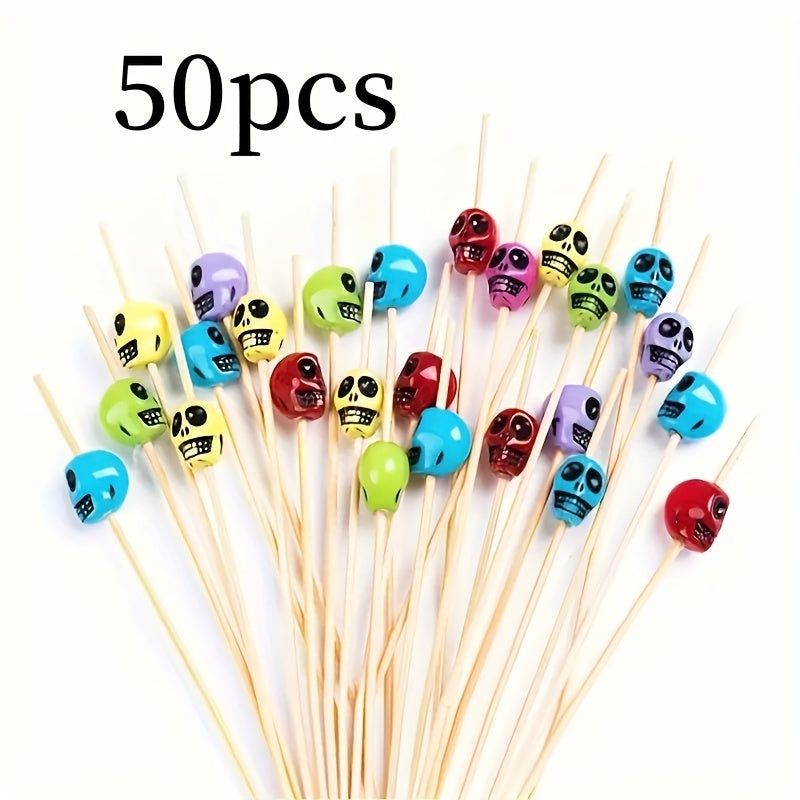 Halloween Skull Cocktail Picks for Party Decorations and Appetizers Set of 50
