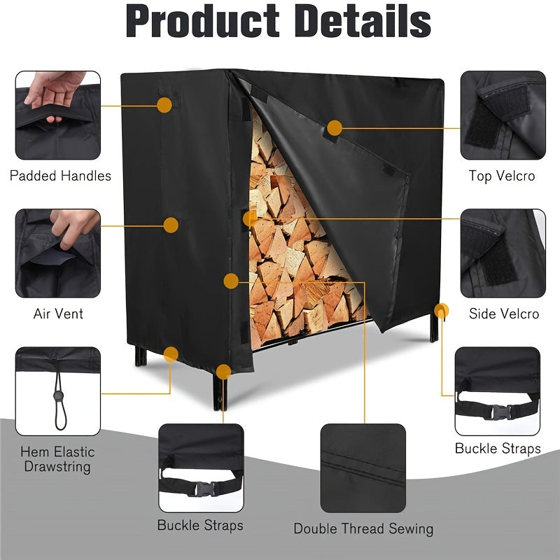 Waterproof Firewood Rack Cover for 4ft and 8ft Racks Outdoor Weatherproof Dust Wind Resistant