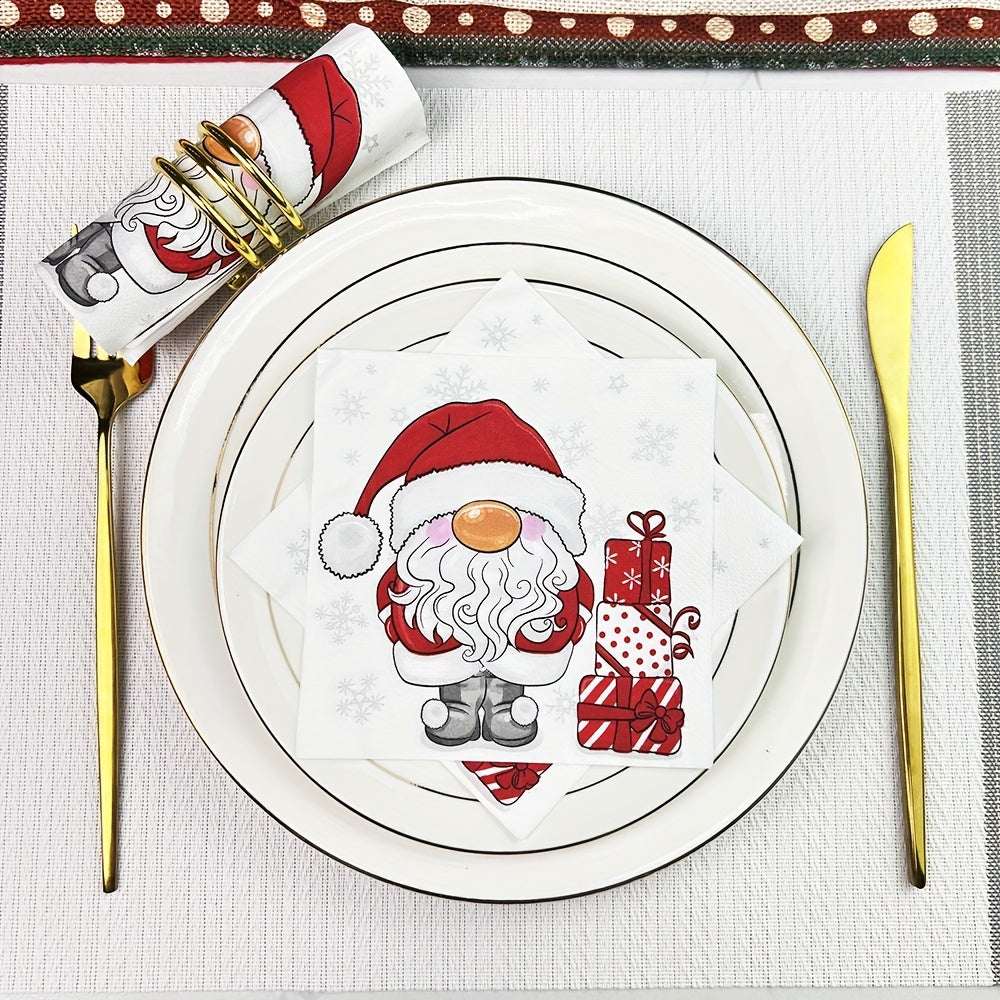 Set of 20 Santa Claus Christmas Napkins 3-Ply Disposable Paper Towels