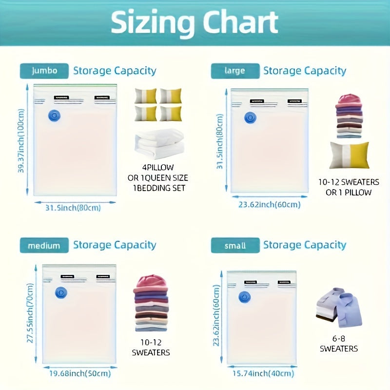 Conjunto de bolsas de almacenamiento manual con aspiración para ropa y organizador de espacio para látex