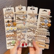 Set of 20 Metal Bobby Pins with Faux Pearl Embellishments in Bow Shape for Women