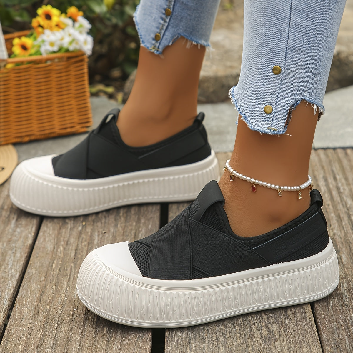 Women's Breathable Summer Slip-On Shoes with Cross Elastic Design