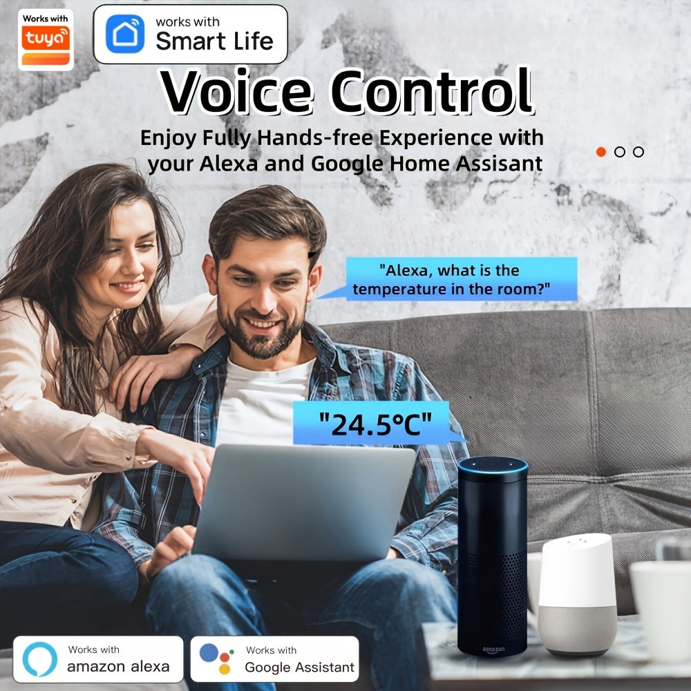 Ambient Tracker: Умный датчик для температуры и влажности, с легкой установкой, Wi-Fi подключением, голосовым управлением и высокой точностью для домашнего комфорта.