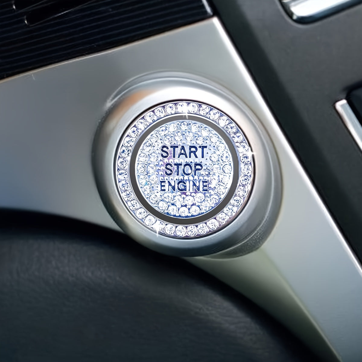 Car Engine Start Button Cover Crystal Bling Ignition Emblem Decor