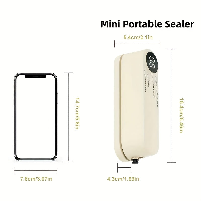 Rechargeable Food Vacuum Sealer with LED Indicator Compact Automatic Preservation for Dry and Moist Items