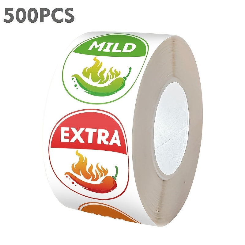 Pack of 500 Red Chili Food Warning Stickers with 4 Levels Spicy Food Labels