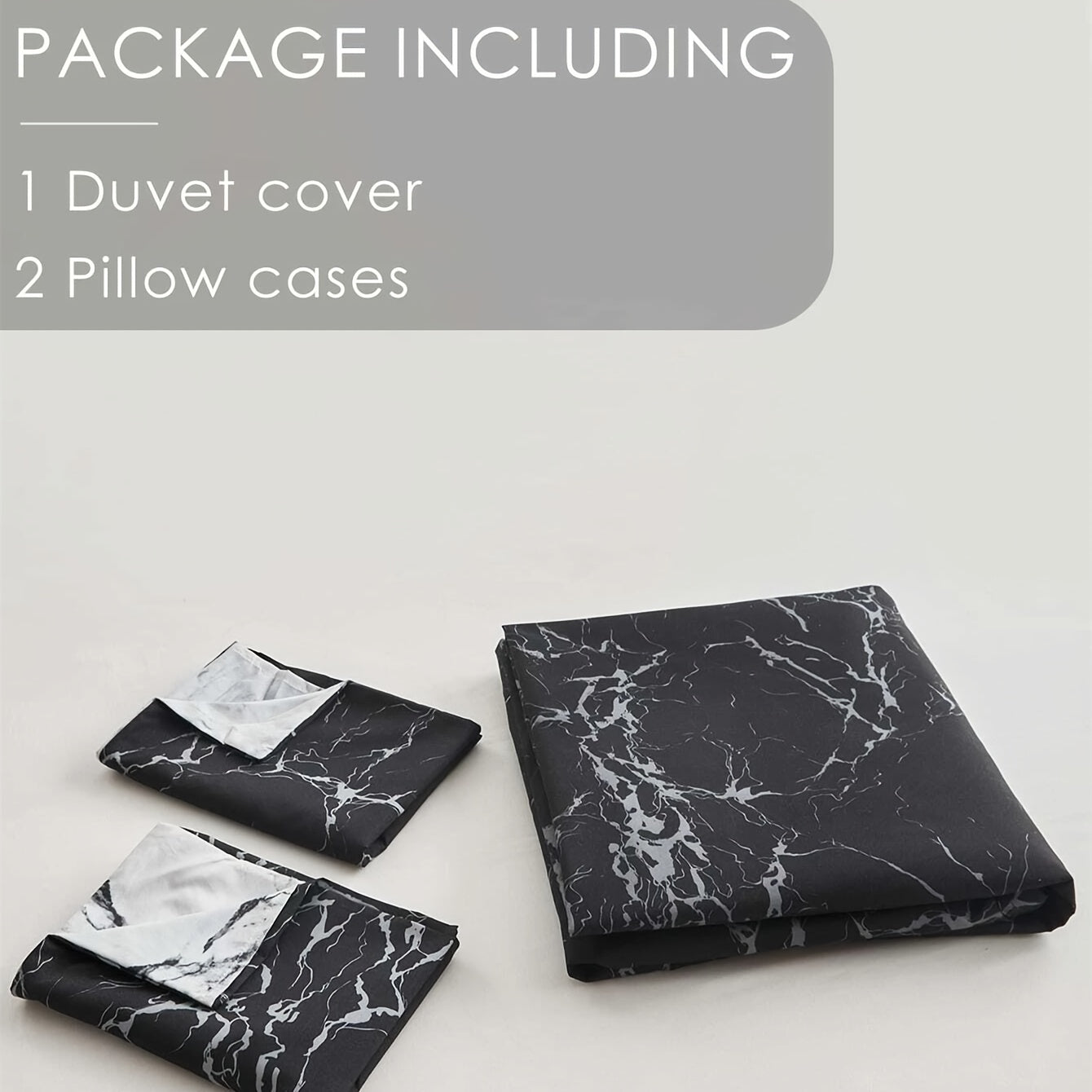 Black Marble Duvet Cover Set with Pillow Cases Soft Bedding 2 or 3 Pieces
