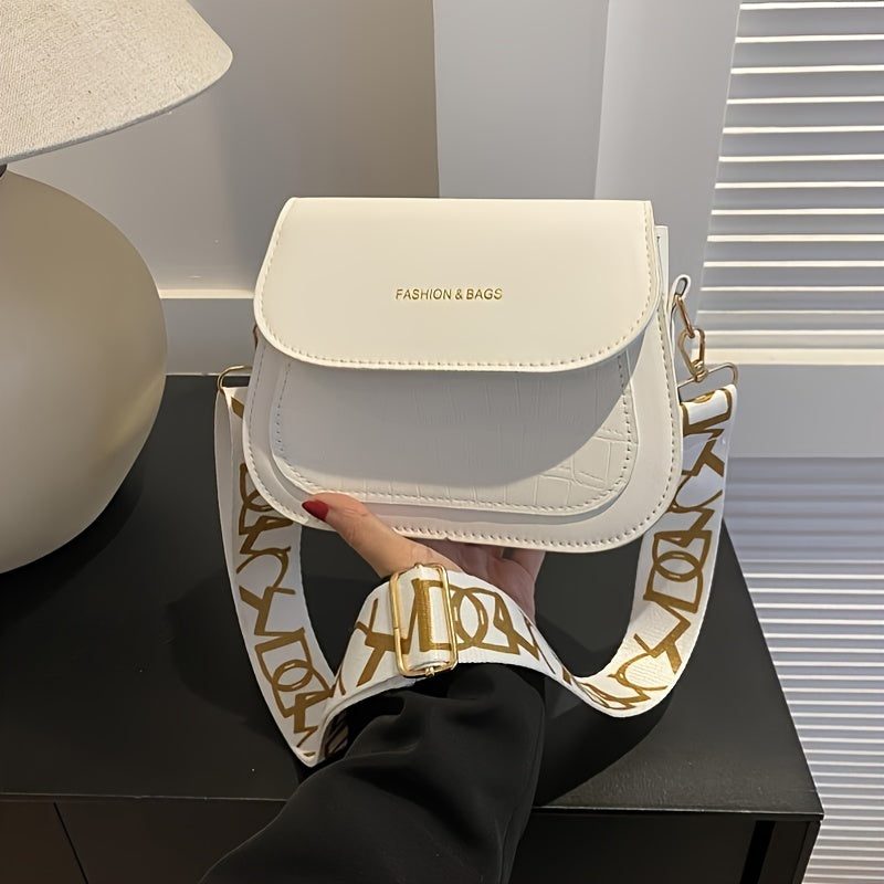 Women's Crossbody Bag PU Solid Color with Magnetic Closure Unlined in White and Black