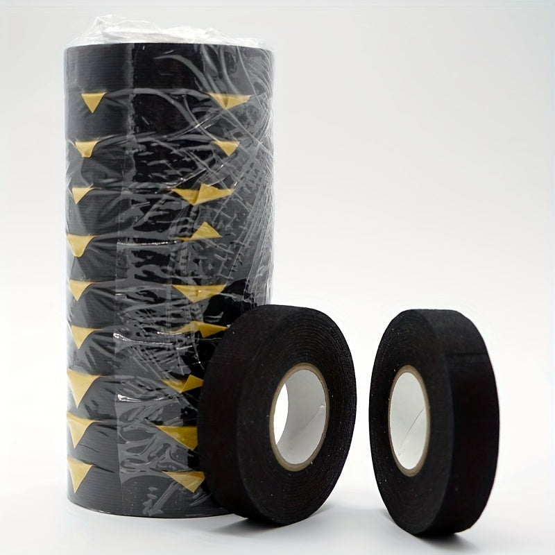 Black Fabric Adhesive Tape 15mm x 15m for Car Wiring Noise Reduction