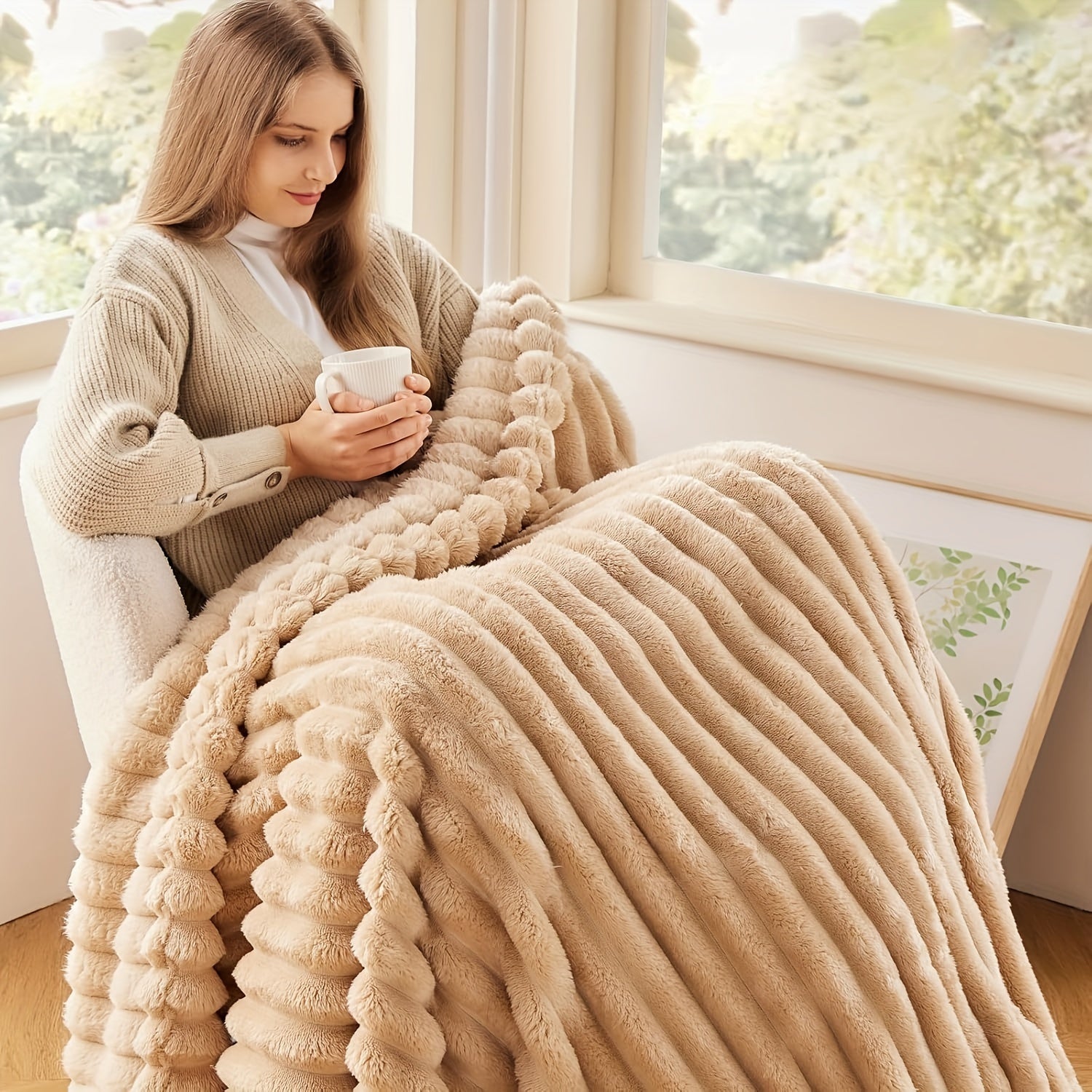 Reversible Faux Fur Throw Blanket Soft Warm Cozy Home Decor Bed Couch 50x60 Inches