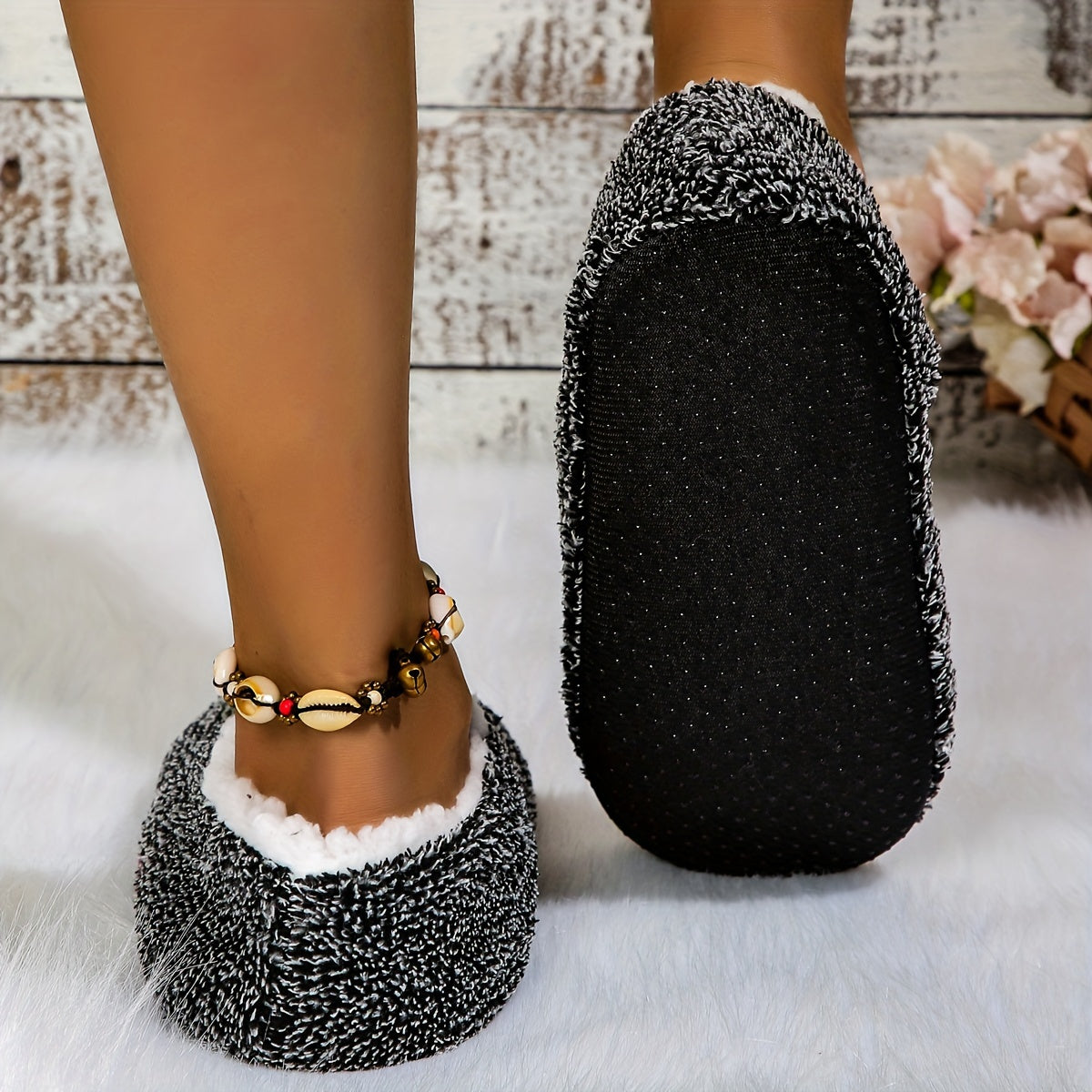 Женские домашние тапочки с флисовой подкладкой, нескользящие, мягкие и комфортные