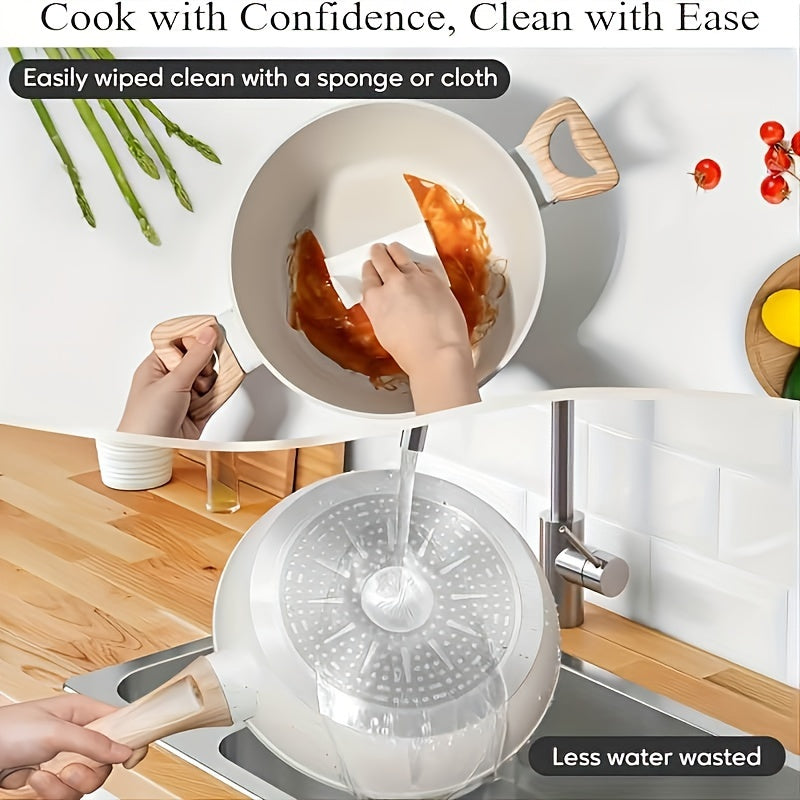 Non-Stick Cookware Set 12 ta alyuminiy qozon va panadan iborat bo'lib, induksiya bilan pishirish uchun mos. Ular mashinada yuvish va pechga chidamli, va ajraladigan tutqichlar bilan ta'minlangan. Muhim pishirish uskunalari to'plami.