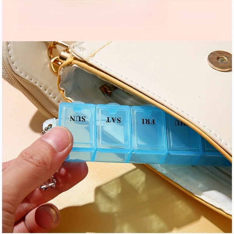 Organizador de pastillas compacto de 7 días, caja de medicamentos portátil para viajes con llavero