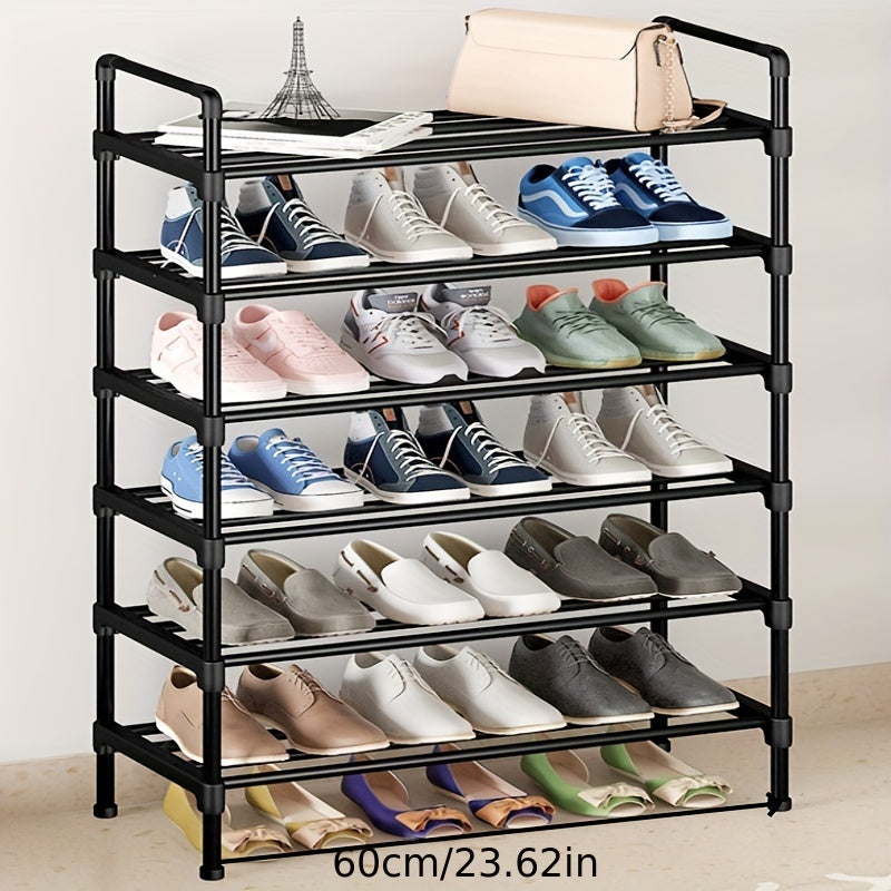 Универсальная черная металлическая обувница для прихожей, спальни или уличного хранения; не водонепроницаемая для использования в саду, на газоне или на патио.