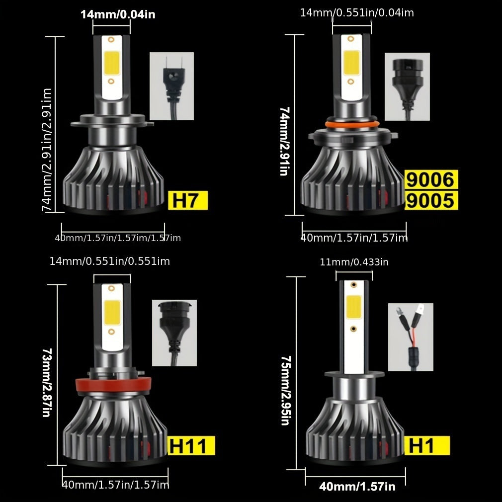 2 Pack LED Headlight Bulbs H11 H7 H4 White Bright Easy to Install