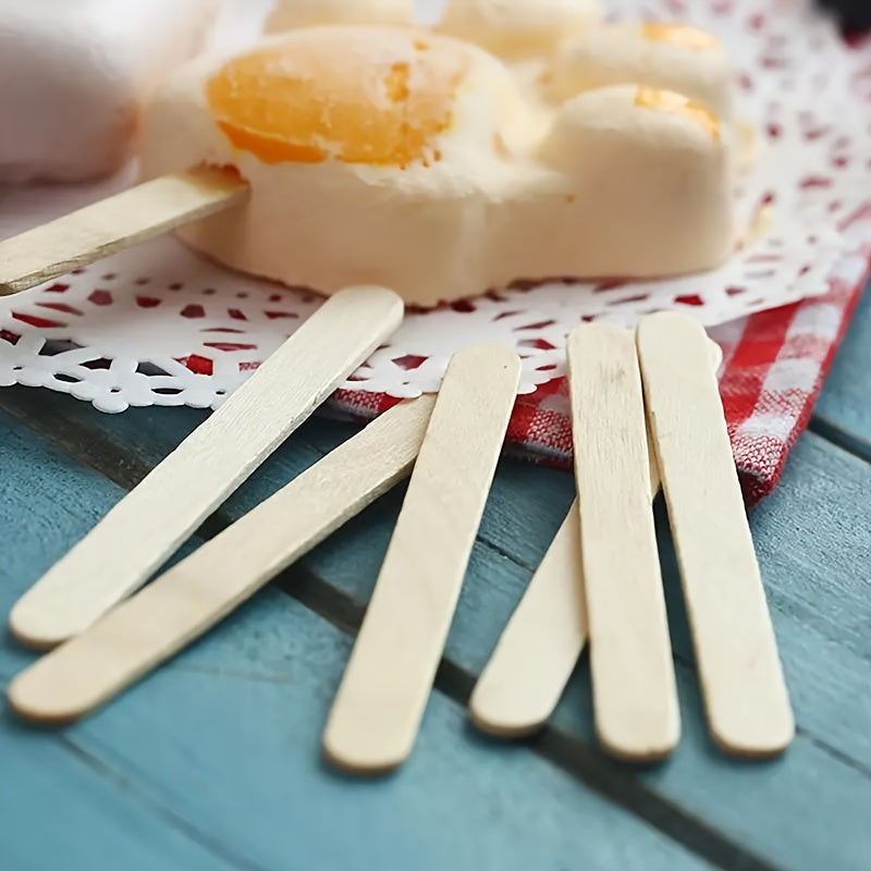 50 or 100 Natural Wooden Ice Cream Sticks for DIY Popsicles and Crafts