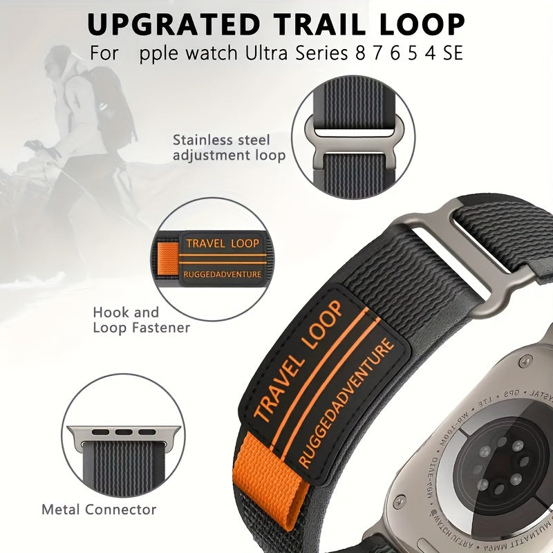 Correa de reloj de nylon de doble articulación para Apple Watch Series 1-9, banda de nylon deportivo con hebilla de metal
