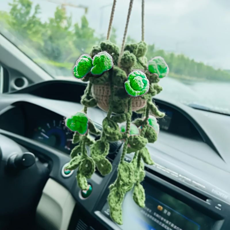 Handmade Crochet Car Mirror Charm Rearview Mirror Accessory Decor
