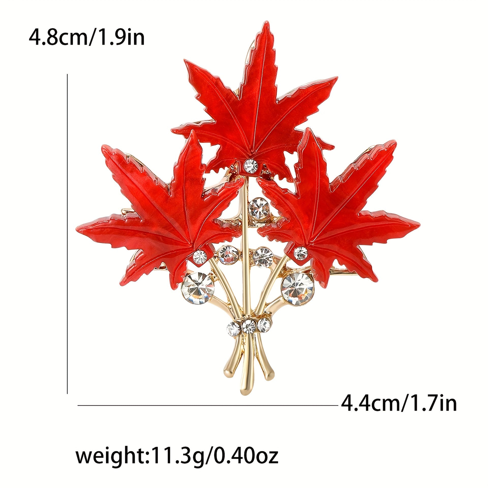Retro-Inspired Alloy and Acrylic Three-Leaf Maple Brooch for Women