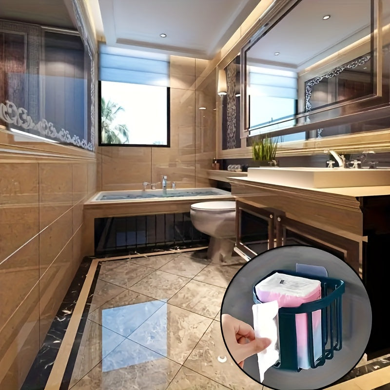 An'anaviy uslubdagi hammomlar va oshxonalar uchun plastik devorga o'rnatiladigan hojat qog'ozi tutgichi, qog'oz roliklari uchun yopishqoq saqlash savati bilan. Uy tartibini tashkil etish uchun ideal.