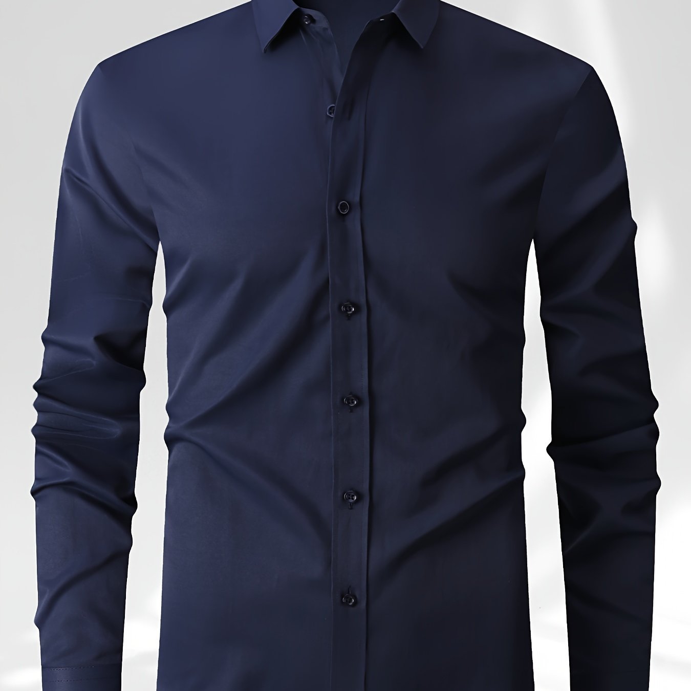 Men's Solid Color Long Sleeve Dress Shirt for Business Casual Spring