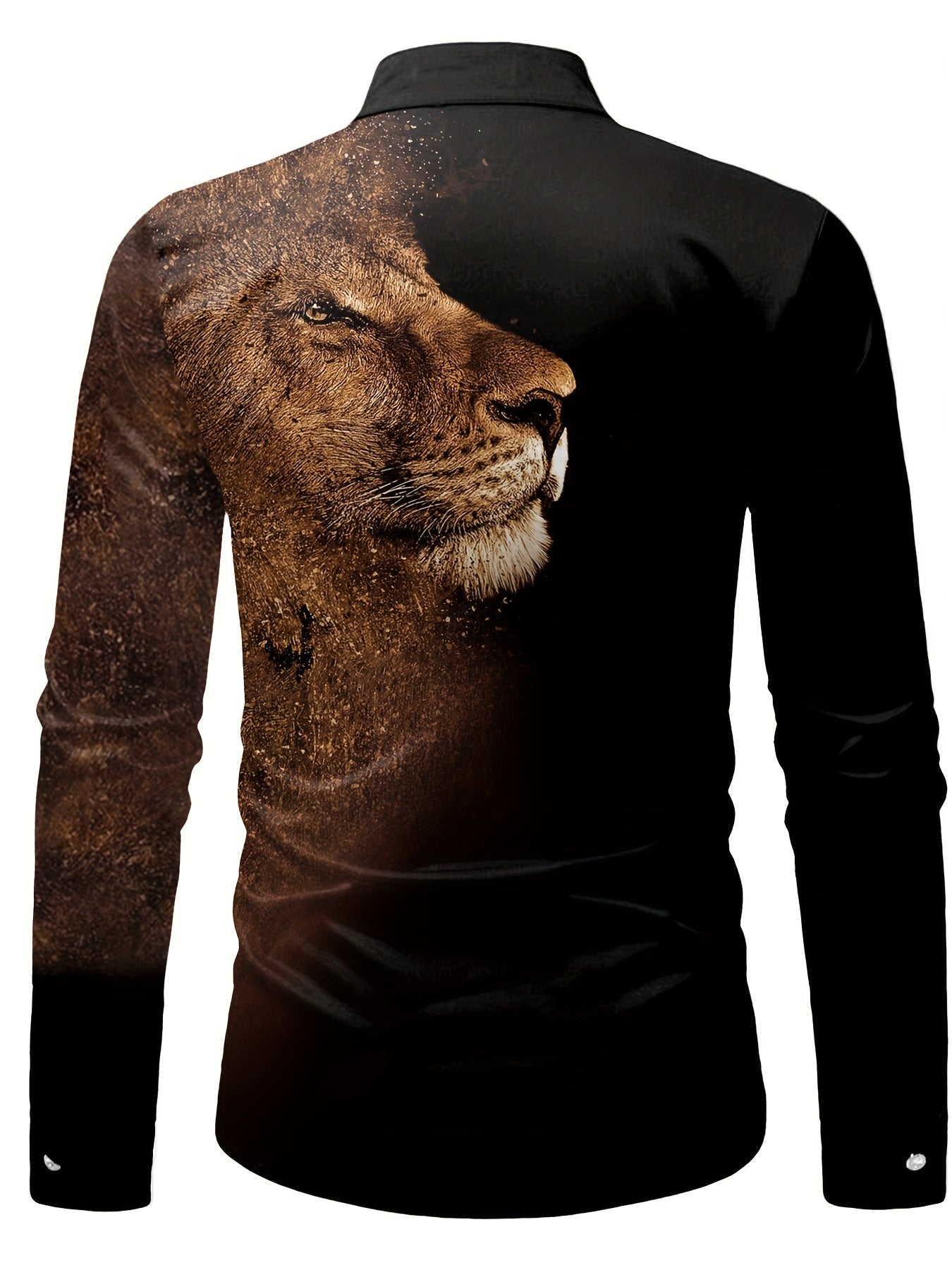 Men's Long Sleeve Shirt with Lion Star Pattern Polyester Spandex Casual