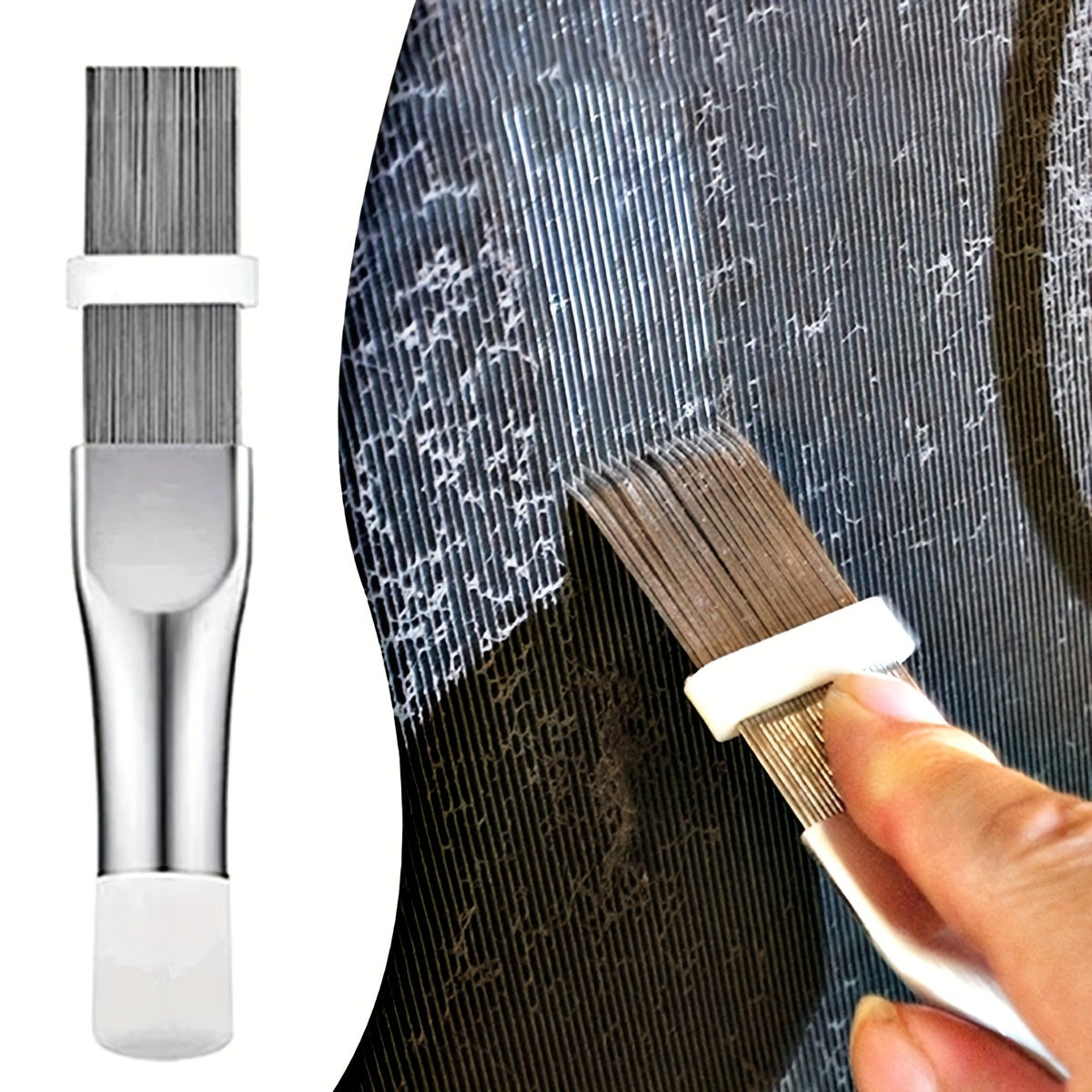 2pcs Stainless Steel AC Cleaning Brushes Hard-to-Reach Gap Dusters for Condenser Coils