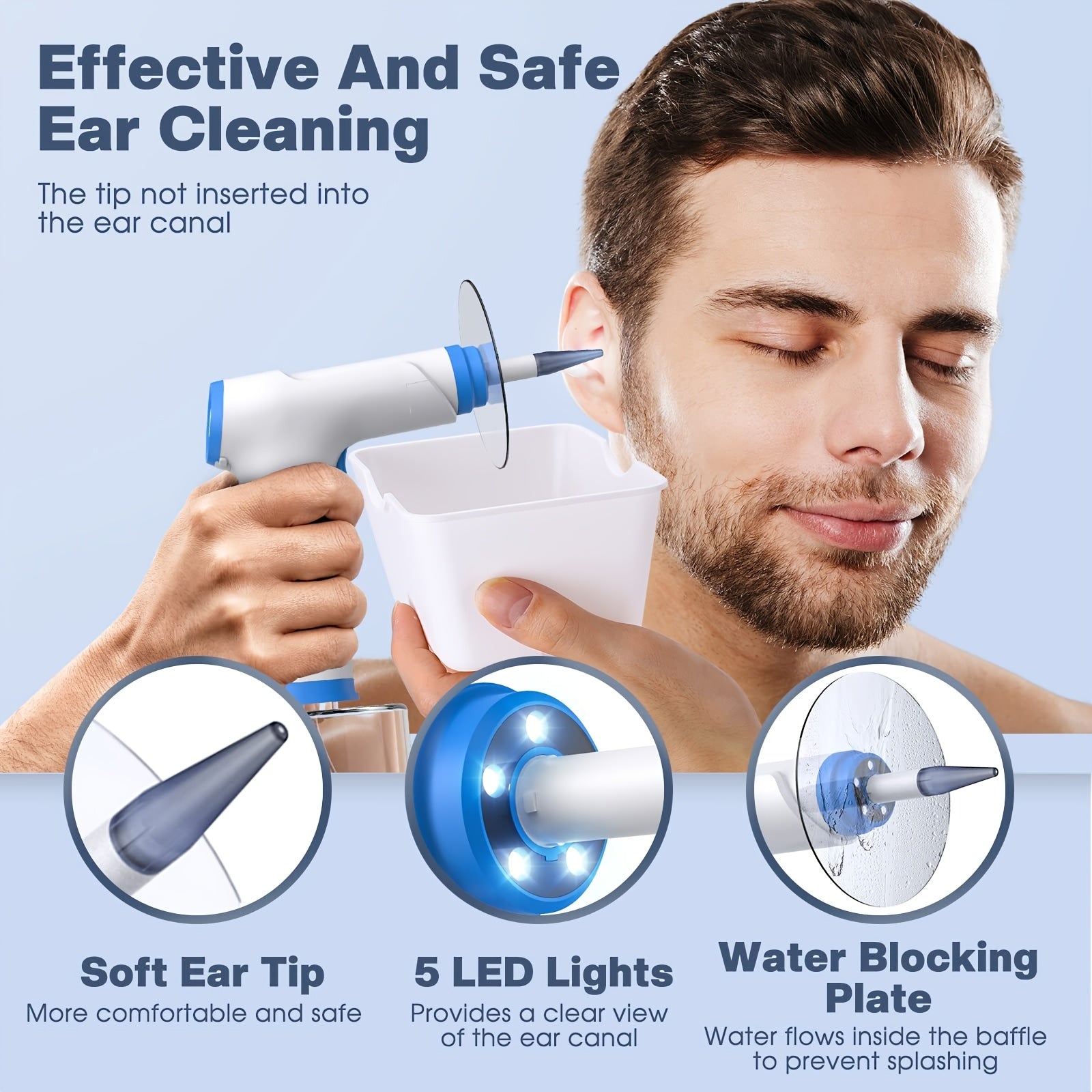 Electric Ear Cleaning Kit with Water Irrigation System and 4 Temperatures for Safe Ear Wax Removal
