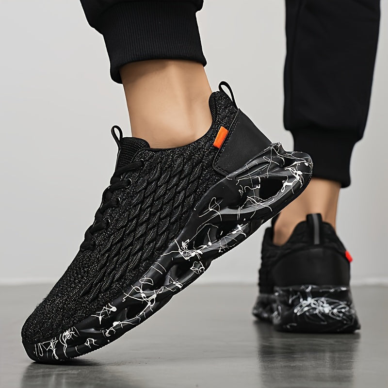 Men's Breathable Woven Knit Running Shoes Lightweight Casual Sneakers for Outdoor Activities