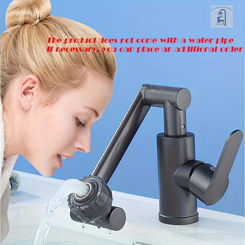 Matte Black Ceramic Bathroom Faucet with Single Handle and Wealth Cat Design