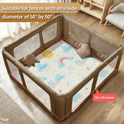 Kids Reversible Play Mat Waterproof Foam Floor Mat 127cm with Fence