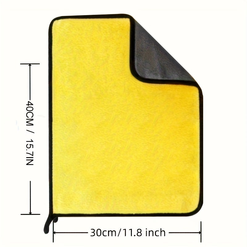 Coral Fleece Car Wash Towel Yellow Gray Absorbent Lint-Free Scratch-Free Detailing