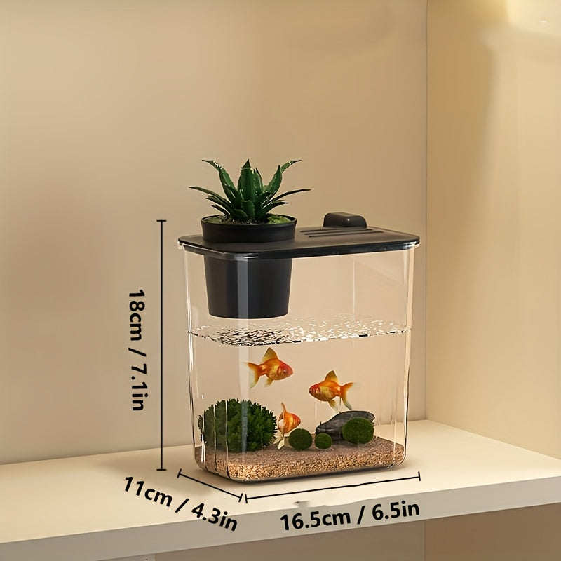 Desktop Aquarium for Goldfish Small Pets Acrylic Rectangular Office Decor