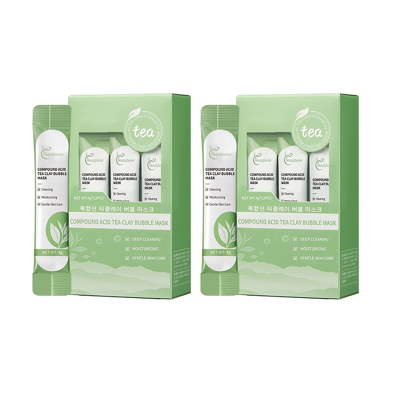 12-Piece Hydrating Tea Tree Bubble Mask Set for All Skin Types